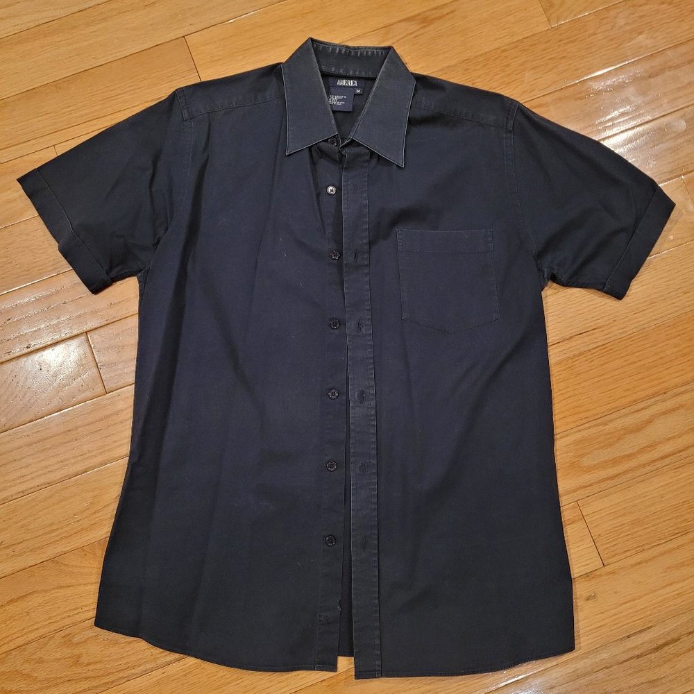 America brand Black Short-Sleeved Collar Shirt